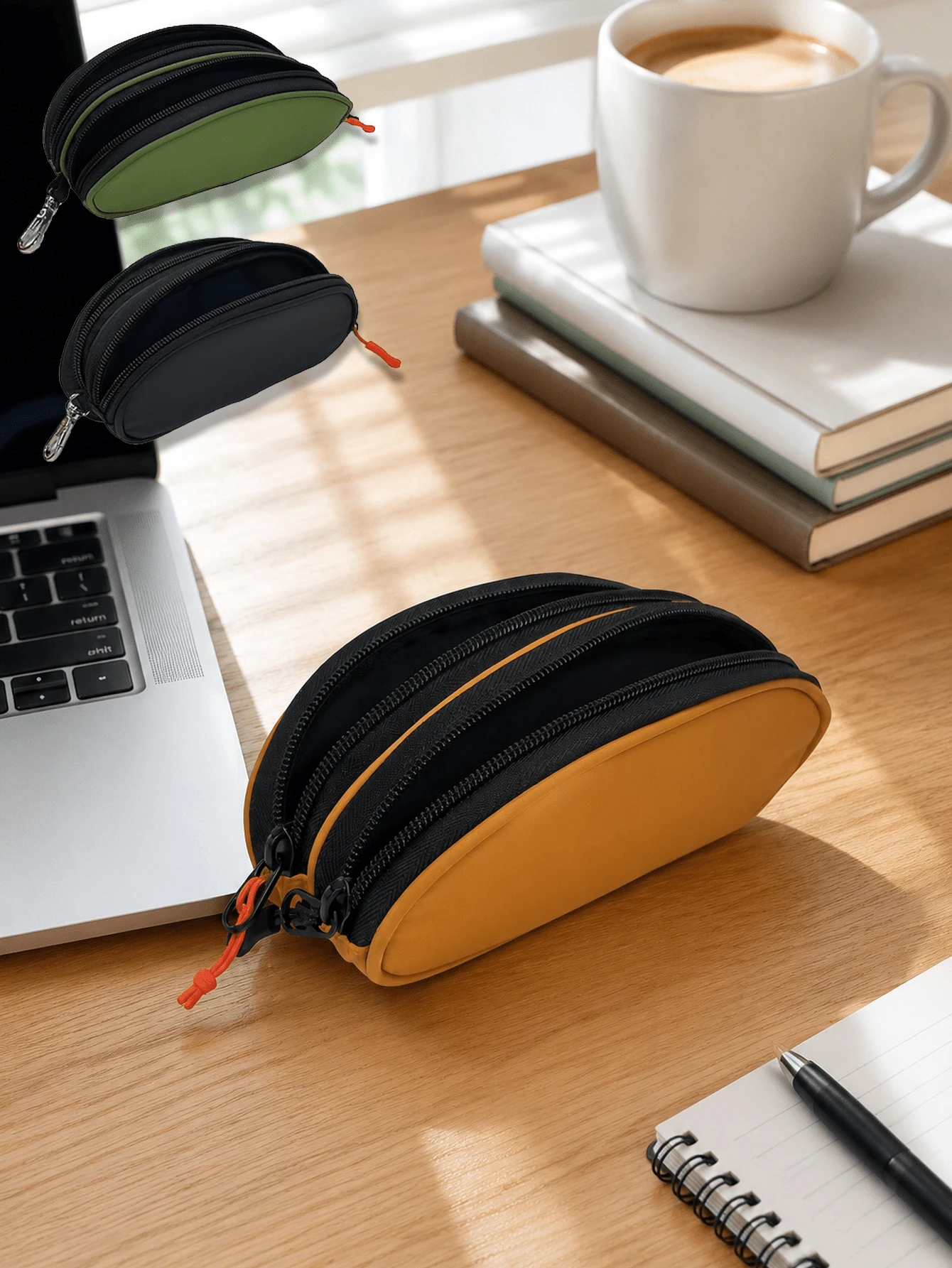 Double Layer Glasses Storage Bag, Soft Material With Zipper And Hook, Unisex Portable Double Zipper Glasses Storage Pouch, Suitable For Storing Glasses - Multicolor - View 1