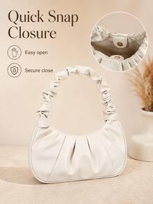 Mini Fashion Solid Color Pleated Handbag, Multi-Functional Women's Cloud Bag/Crescent-Shaped Shoulder Bag/Underarm Bag, Fashion Women's Handbag - Multicolor - View 9