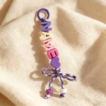 [Customized]1pc Personalized Acrylic Beaded Keychain, Handmade Nylon Rope, Acrylic Heart/Star Decoration, Birthday Gift, Backpack Decoration - Multicolor - View 17