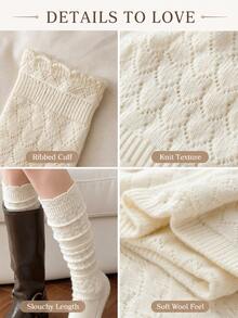 Slouchy Knit Socks, Thick And Soft Boot Socks, Warm Winter Long Socks, Women's Winter Wear, Women's Socks; Suitable For Halloween Or Christmas Looks, Lounging At Home, Daily Commuting, And Pairing With Autumn/Winter Boots. - Multicolor - View 6