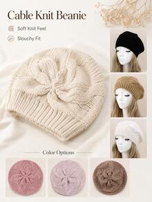 1pc Bohemian Minimalist Solid Color Beret, Autumn/Winter - Multicolor - View 10