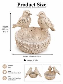 Bird-Shaped Planter, Suitable For Outdoor Indoor Garden Decor, 2 Bird Relief Planter Bowl, Yard Lawn Balcony Tabletop Plant Container, Sold Individually, Home Garden Housewarming Gift - Double Bird Flower Pot Bowl - View 3