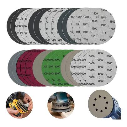 5-Inch 8-Hole Hook and Loop Sanding Discs Grit Random Orbit Sandpaper, 30-Pack