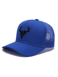 1 Men's Antler Embroidery Baseball Mesh Cap Outdoor Adjustable Sunscreen Casual Hat Suitable For Spring And Summer Travel Beach Party - Coffee Brown - View 9