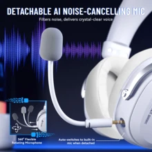 ATTACK SHARK L30PRO Wireless Gaming Headset, 7.1 Surround Sound, 50mm Driver Unit, 20ms Low Latency, Detachable Noise-Cancelling Microphone, Aluminum Alloy Body, Four Connection Modes - View 9