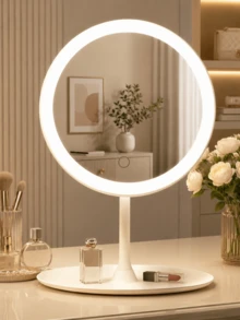 LED Makeup Mirror With Lights, Optional 3X Magnifying Suction Cup Mirror Set, 3 Lighting Modes, Tabletop Makeup Mirror, Vanity Mirror With Storage Base, Touch Control, 320mAh Battery, Suitable For Home, Bedroom And Travel Use, Ideal Holiday Gift - Multicolor - View 9