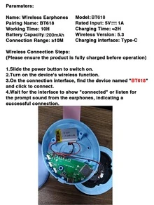 Wireless Earbuds, Support Bluetooth 5.3, Long Battery Life, LED Lighting, Girly Design - Great Gift Item - Multicolor - View 11
