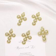 5/10pcs Alloy Cross Pendant With Rhinestones, Turquoise And Pearl, Exquisite Charm For Handmade DIY Jewelry Making, Necklace, Bracelet, Earrings, Bag Chain, Keychain, Key Chain, Versatile For Daily Wear - Multicolor - View 2