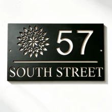 4 Sizes Available! Custom House Name Sign, Metal Hollow Mandala Flower House Number Plaque, Personalized Address Sign, House Sign, Porch Sign, Front Door Sign, Housewarming Gift - Black - View 5