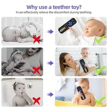1pc Silicone Remote Control Model, Soft Silicone Teething Toy, Suitable For Toddler Boys And Girls, Christmas Gift, Baby Toy, Soothe Teething Pain, Relieve Gum Pain, Cute Pattern, Remote Control Chewing Toy, Baby Sensory Toy - Multicolor - View 2