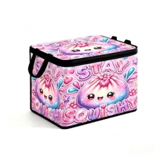 1PC Factory Direct Pink Purple Glitter Cartoon Lucky Bag Squishy Printed Pattern With Zipper Flap Foldable Storage Box - Suitable For Book Organization, Underbed Storage, Car Trunk Storage, Cosmetics, Hair Styling Tools, Office, Home Organization, Clothing, Blankets, Daily Items Large Capacity Storage. - Multicolor - View 19