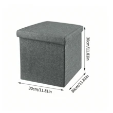Foldable Storage Ottoman Bench, Linen Fabric Storage Box With Lid,Space-Saving Storage Box, Collapsible Footstool Seat With Storage For Bedroom Living Room, Easy To Clean,3 Sizes 3 Colors, Grey/Beige/Brown - Grey - View 12