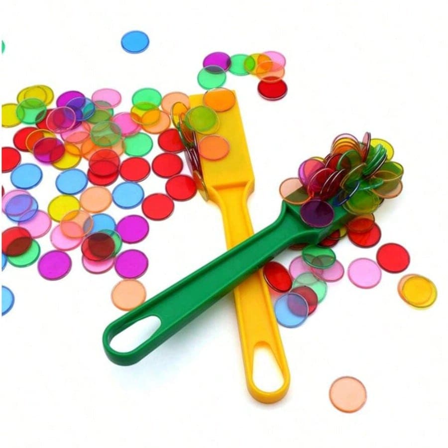 1pc Magic Wand, 100pcs Round (Random Color) Magnetic Bingo Sticks, Suitable For Large Group Games, Family Game Night, Sensory Box, Counting & Sorting, Science And Educational Activities - Multi-color - View 1