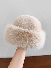 Autumn/Winter New Thickened Plush Hat, Warm Winter Faux Mink Fur Style, Solid Color Versatile, Windproof & Cold-Resistant Ear Protection, Luxurious Fluffy Touch, Comfortable & Skin-Friendly, Suitable For Fashionable Elegant Sophisticated Women - Multicolor - View 15