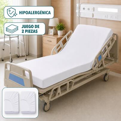 Beyoung 2 Piezas Sábanas Bajeras Ajustables Hipoalergénicas y Antibacterianas para Cama de Hospital,Sábanas de Cajón de Punto Suave para Cama Individual,Elásticas,Transpirables y Antideslizantes