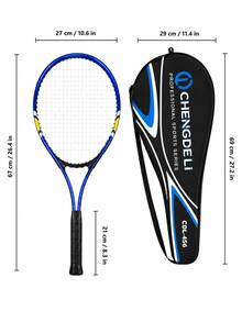 raqueta de tenis,tennis,padel,raqueta,pádel,Raqueta de Tenis Ligera para Principiantes con Funda de Transporte, Marco de Aluminio y Cuerdas de Nailon, 67 cm, para Adolescentes y Adultos, Rojo/Azul, 1 Raqueta + 1 Funda - Azul - Ver 5