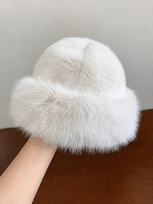 Autumn/Winter New Thickened Plush Hat, Warm Winter Faux Mink Fur Style, Solid Color Versatile, Windproof & Cold-Resistant Ear Protection, Luxurious Fluffy Touch, Comfortable & Skin-Friendly, Suitable For Fashionable Elegant Sophisticated Women - Multicolor - View 13