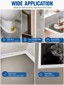 Kitchen And Bathroom Waterproof Tape, Easy-Cut Sink And Toilet Sealing Tape, Essential Home Supplies For Halloween And Christmas - Multiple Styles and Colors - View 4