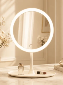 LED Makeup Mirror With Lights, Optional 3X Magnifying Suction Cup Mirror Set, 3 Lighting Modes, Tabletop Makeup Mirror, Vanity Mirror With Storage Base, Touch Control, 320mAh Battery, Suitable For Home, Bedroom And Travel Use, Ideal Holiday Gift - Multicolor - View 12