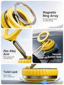 Magnetic Car Phone Holder, Vacuum Suction Cup Phone Mount, 360° Rotating Foldable Dashboard Phone Holder, Strong Magnetic Car Navigation Mount, Convenient Car Accessory, Phone Holder - Multicolor - View 9