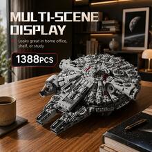 1388pcs Space Cargo Spaceship Building Block Model, Detailed Sci-Fi Starship Assembly Set, Adult Collectible Brick Display Model, Desktop And Bookshelf Decoration - Space Building Blocks - View 2