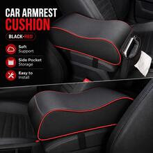 1PC PU Leather Heightened Car Armrest Pad, Smooth And Comfortable, Dynamic Streamlined Design, Storable, Elastic Band Easy Installation, Car Interior Accessory, All-Season Use, Suitable For Most Vehicles - Multicolor - View 1