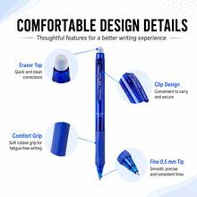 0.5mm Retractable Erasable Gel Pen Set, 2/3/4 Pens With 10/20/50 Blue Ink Refills + 1/2 Erasers, Refillable Smooth Writing Pens For Students, School, Office, Notes, Homework & Daily Writing - Multicolor - View 4
