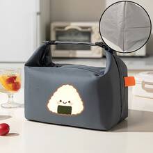 1pc Multi-Color Cute Smiling Face Rice Ball Print Lunch Bag, Insulated Bento Box Bag, Handheld Storage Bag, Thickened Large Capacity Portable Lunch Bag For Students, Office Workers, Moms, Commuting, Picnic And Outdoor - Lunch Bag - View 4