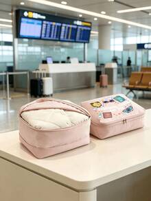 Tas Penyimpanan Perjalanan Multifungsi 5 Zona, Organizer Koper Portabel Kapasitas Besar untuk Pakaian dan Pakaian Dalam, Tas Pengemas Perjalanan dengan Motif Kartun Lucu - MultiWarna - View 5