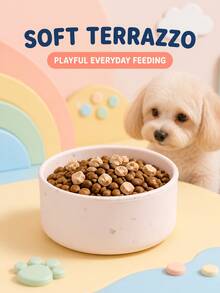 1pc/2pcs Terrazzo Star Silicone Pet Bowl, 25oz Deep Pet Food Bowl For Indoor Daily Feeding, Cute Aesthetic Speckled Design, Non-Slip Unbreakable Stackable Cat Dog Water Dish, Suitable For Small Medium Pets, Easy To Clean - 750ml - View 3