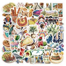somoving 50pcs Mexican Aesthetic Stickers Style Creative Vintage Exquisite Material Decals DIY Planner Decoration - Multicolor - View 1