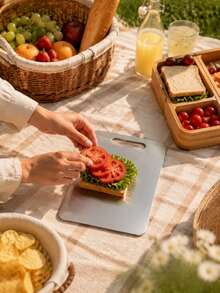 3pcs Stainless Steel Cutting Board Designed With A Handy Hanging Hole To Save Kitchen Storage Space, Various Practical Sizes Optional To Meet Different Cooking Demands, For Processing Meat, Vegetables, Fruits, Bread And Other Food Materials - Multicolor - View 4