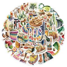 somoving 50pcs Mexican Aesthetic Stickers Style Creative Vintage Exquisite Material Decals DIY Planner Decoration - Multicolor - View 2