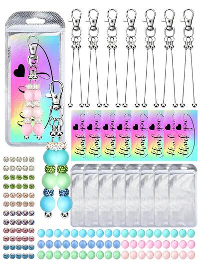 5/34/85PCS Creative Macaron Color Silicone Beads Set, Colorful Large Hole Beads For Keychain, DIY Key Ring, Key Chain, Suitable For Wedding, Party, Mother's Day, Back To School Gifts