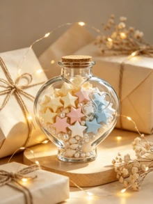 1pc Multi-Style Cork Stopper Glass Decorative Jar Heart Star Wish Glass Bottle DIY Handmade Display Bottle Home Desktop Gift Decoration Ornament Jar High Transparency Clear Decorative Bottle - Multicolor - View 3