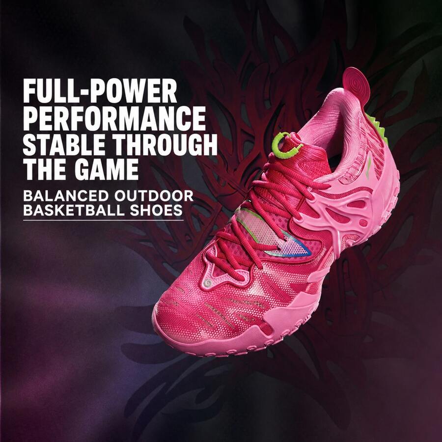 Li-Ning BADFIVE 6 Men's Basketball Shoes Lightweight High Rebound Outdoor Court Shoes ABFW019 - Hot Pink - View 1
