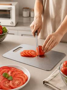 3pcs Stainless Steel Cutting Board Designed With A Handy Hanging Hole To Save Kitchen Storage Space, Various Practical Sizes Optional To Meet Different Cooking Demands, For Processing Meat, Vegetables, Fruits, Bread And Other Food Materials - Multicolor - View 3