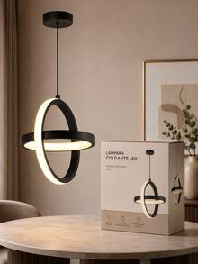 Lámpara Colgante Candil Circular Nórdico Led - Negro - Ver 6