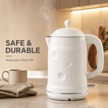Ketel Listrik Stainless Steel 1,8L, 1800W, Pemanasan Cepat, 220-240V 50/60Hz, Ketel Air Panas Tanpa Kabel untuk Teh, Kopi & Dapur Rumah - Putih - View 4