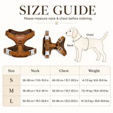 1pc BOWATI PET Breathable Mesh Dog Harness, Adjustable Pet Vest With Dual Buckles & Reflective Logo For Small‑Medium‑Large Dogs - Brown - View 7