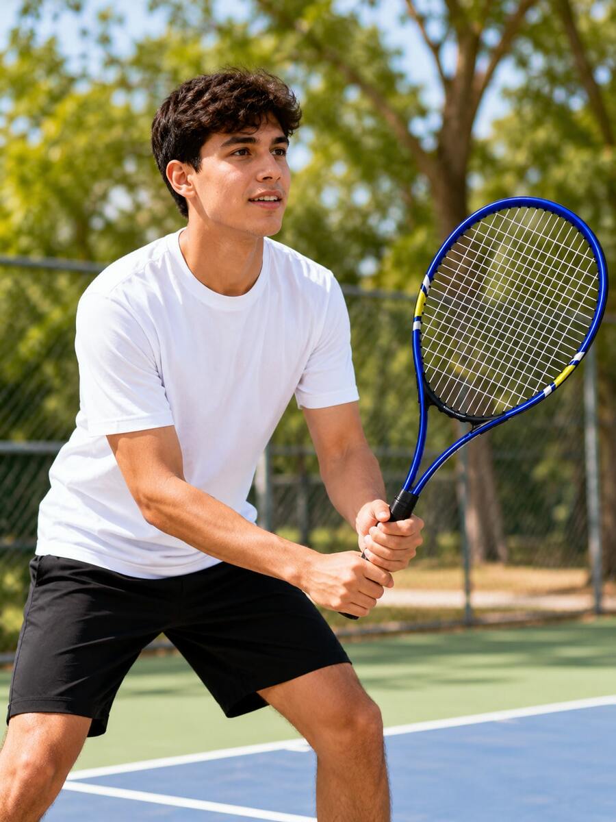 raqueta de tenis,tennis,padel,raqueta,pádel,Raqueta de Tenis Ligera para Principiantes con Funda de Transporte, Marco de Aluminio y Cuerdas de Nailon, 67 cm, para Adolescentes y Adultos, Rojo/Azul, 1 Raqueta + 1 Funda - Azul - Ver 1