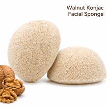 1-5PCS Walnut Konjac Facial Cleansing Sponges, Soft Face Wash Puffs For Makeup Removal, Gentle Exfoliating & Daily Skincare - Beige - View 10
