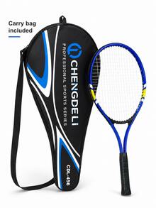 raqueta de tenis,tennis,padel,raqueta,pádel,Raqueta de Tenis Ligera para Principiantes con Funda de Transporte, Marco de Aluminio y Cuerdas de Nailon, 67 cm, para Adolescentes y Adultos, Rojo/Azul, 1 Raqueta + 1 Funda - Azul - Ver 2