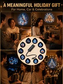 XF.Meraki USB Christmas Projection Night Light, Includes 6 Interchangeable Slides, 360° Rotating Wall And Ceiling Projection Lamp, Santa Claus, Jesus, Christmas Tree And Snowman Patterns, Plug-In Holiday Room Decor, Suitable For Bedroom, Living Room And Party - A - View 7