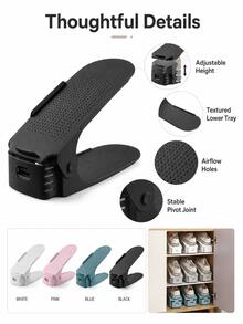 2-Tier Space-Saving Shoe Rack, Foldable Thickened Shelves, Home Closet Storage Solution, Durable Metal Frame, Portable Compact Display Rack - View 6