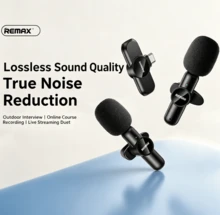 REMAX Wireless Noise-Canceling Lavalier Microphone, Mini 2.4G Wireless Clip-On Mic, Lossless Noise-Canceling Pickup, Plug-And-Play For Phone And Camera, Suitable For Video Recording, Teaching, Interview, And Podcast - View 1