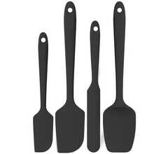 4pcs Silicone Scraper Set, Heat Resistant Non-Stick Spatula, Home Baking Scraper, Baking Mixing Cream Spreader, Kitchen Gadget - Black - View 6