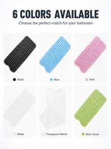1PC Extra Long Non-Slip Bathtub Mat With Drain Holes And Suction Cups, Soft Feel, Machine Washable, Bathroom Shower Mat - For Home, Hotel, And Travel - Multi-Color Options - Multicolor - View 4