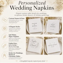 Custom Wedding Napkins,Christmas Cocktail Napkins,Elegant Monogram Table Decor,Personalized Names & Date Party Napkins, Customized Anniversary Dinner Supplies,Customizable Text Table Accent,Christmas Gift For Couples & Family,Disposable Napkins - Style E - View 6
