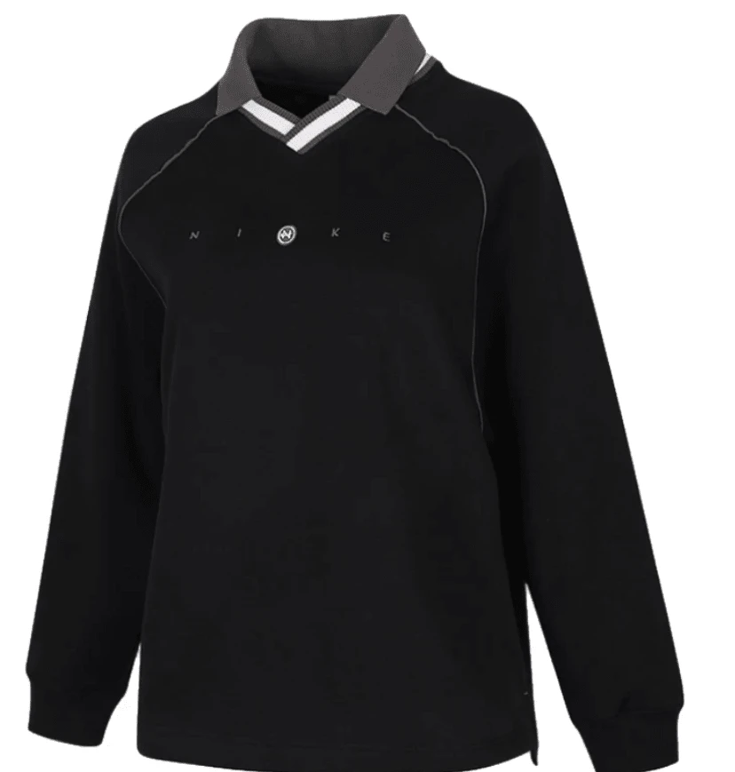 Nike Women's Comfortable Long Sleeve Pullover Polo Shirt, Black - Black - View 1